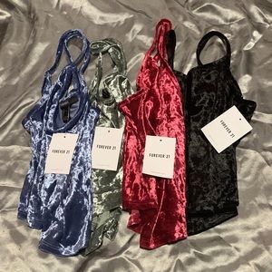 Bundle of Forever 21 Juniors Velvet Cropped Camisoles.